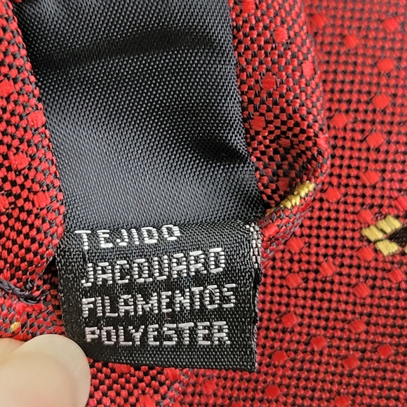 Made in Italy Jacquard Polyester Tie EUC Brick Red & Gold - Picture 8 of 9